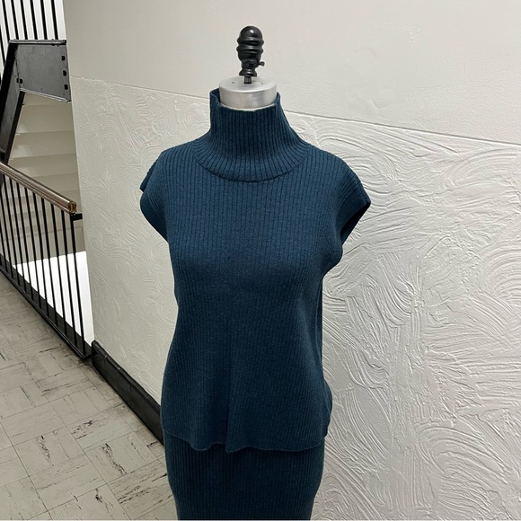 Eileen Fisher Ribbed Merino Wool Knit Top and Midi Skirt Set; fits Size 6 - Picture 3 of 13